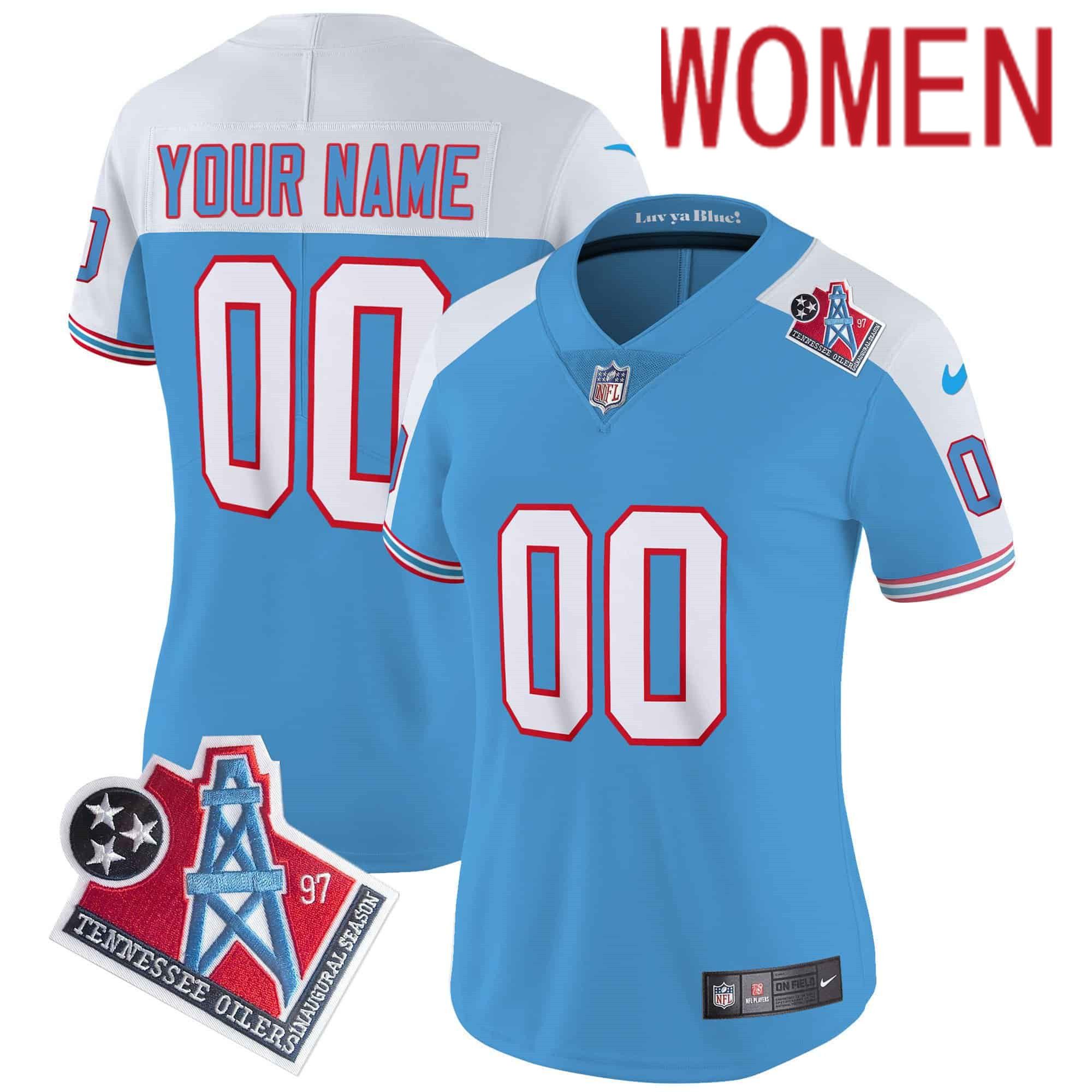 Women Tennessee Titans Light Blue 1997 Throwback 2024 Nike Limited Vapor Custom NFL Jersey style 1->customized nfl jersey->Custom Jersey